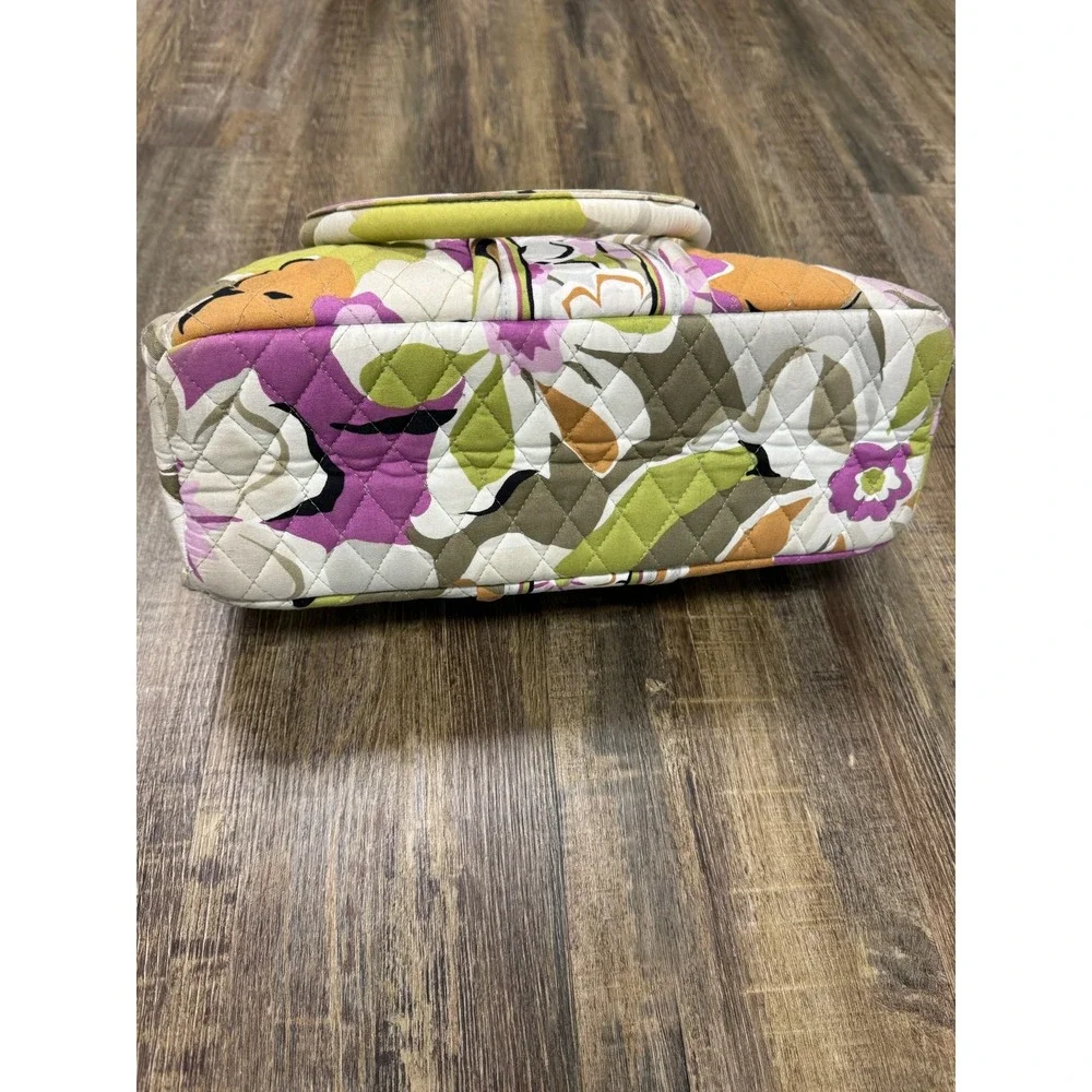 Vera Bradley Quilted Portobello Floral Bag Eloise Kiss Lock Satchel Green Purple